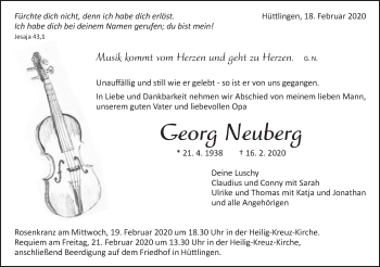 Traueranzeige von Georg Neuberg von Schwäbische Post