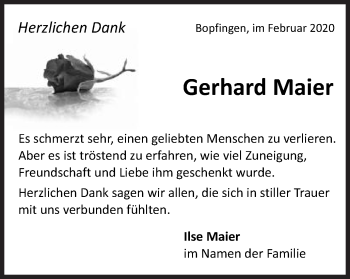Traueranzeige von Gerhard Maier von Schwäbische Post