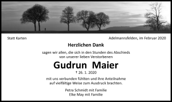 Traueranzeige von Gudrun Maier von Schwäbische Post