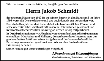Traueranzeige von Jakob Schmidt von Schwäbische Post