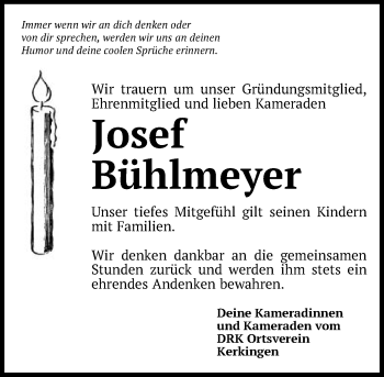 Traueranzeige von Josef Bühlmeyer von Schwäbische Post