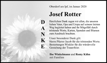 Traueranzeige von Josef Rotter von Schwäbische Post