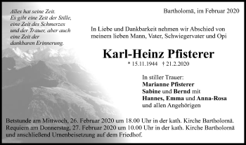 Traueranzeige von Karl-Heinz Pfisterer von Gmünder Tagespost