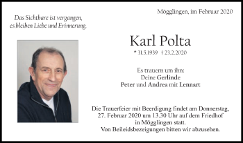Traueranzeige von Karl Polta von Gmünder Tagespost