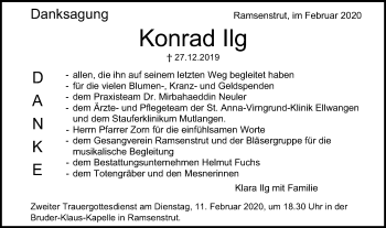 Traueranzeige von Konrad Ilg von Schwäbische Post