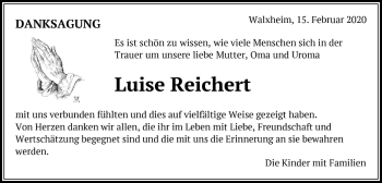 Traueranzeige von Luise Reichert von Schwäbische Post