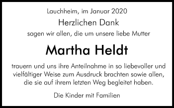 Traueranzeige von Martha Heldt von Schwäbische Post