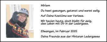 Traueranzeige von Miriam  von Schwäbische Post