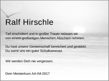 Traueranzeige von Ralf Hirschle von Schwäbische Post