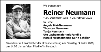 Traueranzeige von Reiner Neumann von Gmünder Tagespost