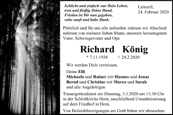 Traueranzeige von Richard König von Gmünder Tagespost