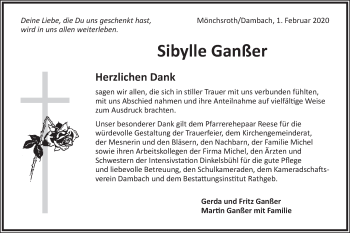 Traueranzeige von Sibylle Ganßer von Schwäbische Post