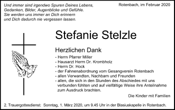 Traueranzeige von Stefanie Stelzte von Schwäbische Post