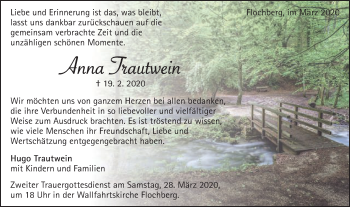 Traueranzeige von Anna Trautwein von Schwäbische Post