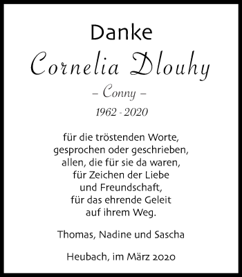 Traueranzeige von Cornelia Dlouhy von Gmünder Tagespost