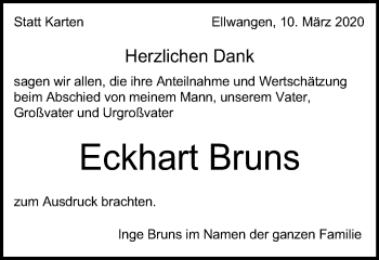 Traueranzeige von Eckhart Bruns von Schwäbische Post
