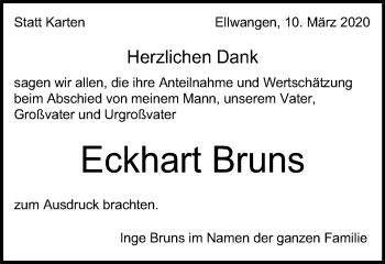 Traueranzeige von Eckhart Bruns