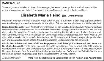 Traueranzeige von Elisabeth Maria Heindl von Schwäbische Post