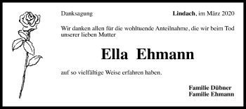 Traueranzeige von Ella Ehmann von Gmünder Tagespost