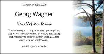 Traueranzeige von Georg Wagner von Schwäbische Post