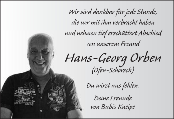 Traueranzeige von Hans-Georg Orben von Schwäbische Post