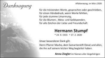 Traueranzeige von Hermann Stumpf von Schwäbische Post