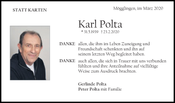 Traueranzeige von Karl Polta von Gmünder Tagespost