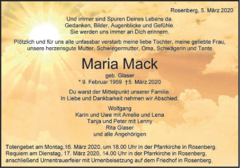 Traueranzeige von Maria Mack