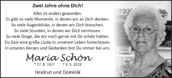 Traueranzeige von Maria Schön von Schwäbische Post