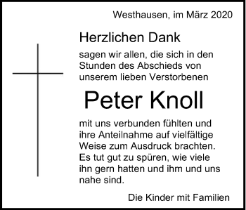 Traueranzeige von Peter Knoll von Schwäbische Post