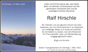 Traueranzeige von Ralf Hirschle