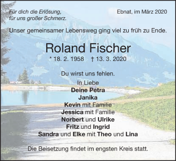 Traueranzeige von Roland Fischer von Schwäbische Post