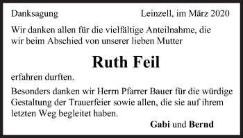 Traueranzeige von Ruth Feil