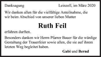 Traueranzeige von Ruth Feil von Gmünder Tagespost