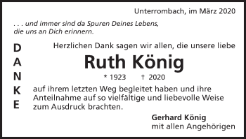 Traueranzeige von Ruth König von Schwäbische Post