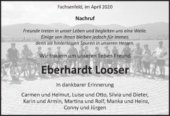 Traueranzeige von Eberhardt Looser von Schwäbische Post
