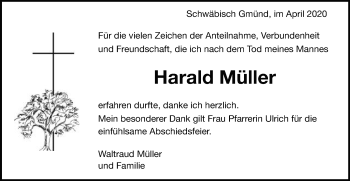 Traueranzeige von Harald Müller von Gmünder Tagespost