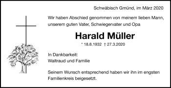 Traueranzeige von Harald Müller von Gmünder Tagespost
