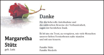 Traueranzeige von Margaretha Stütz von Gmünder Tagespost