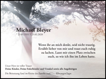 Traueranzeige von Michael Bleyer von Schwäbische Post