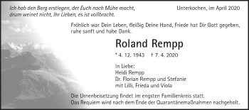 Traueranzeige von Roland Rempp von Schwäbische Post