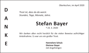 Traueranzeige von Stefan Bayer von Schwäbische Post