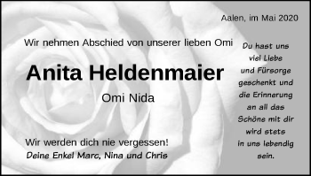 Traueranzeige von Anita Heldenmaier von Schwäbische Post