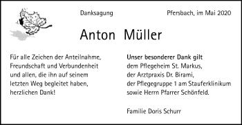 Traueranzeige von Anton Müller von Gmünder Tagespost