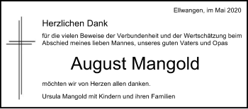 Traueranzeige von August Mangold