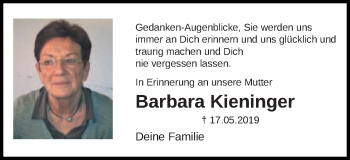 Traueranzeige von Barbara Kieninger von Schwäbische Post