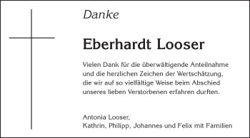 Traueranzeige von Eberhardt Looser von Schwäbische Post