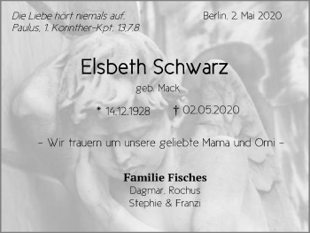 Traueranzeige von Elsbeth Schwarz von Schwäbische Post