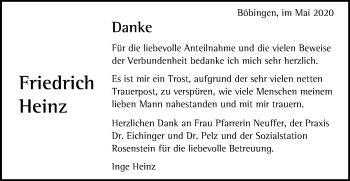 Traueranzeige von Friedrich Heinz von Gmünder Tagespost