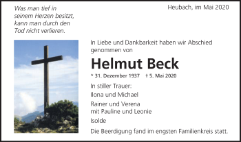 Traueranzeige von Helmut Beck von Gmünder Tagespost